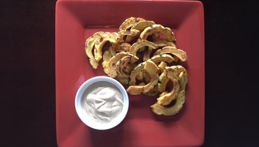 Maple Glazed Delicata Squash & Cashew Cream Dip